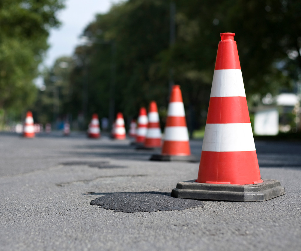 Safety Cones on paved street